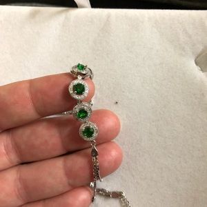925 stamped silver green sapphire bracelet